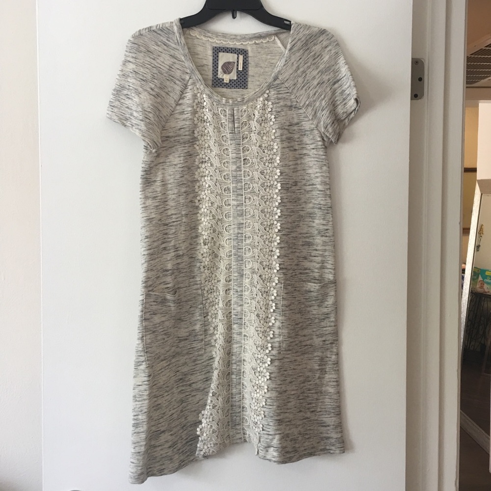 Anthropologie knit heather grey shift dress